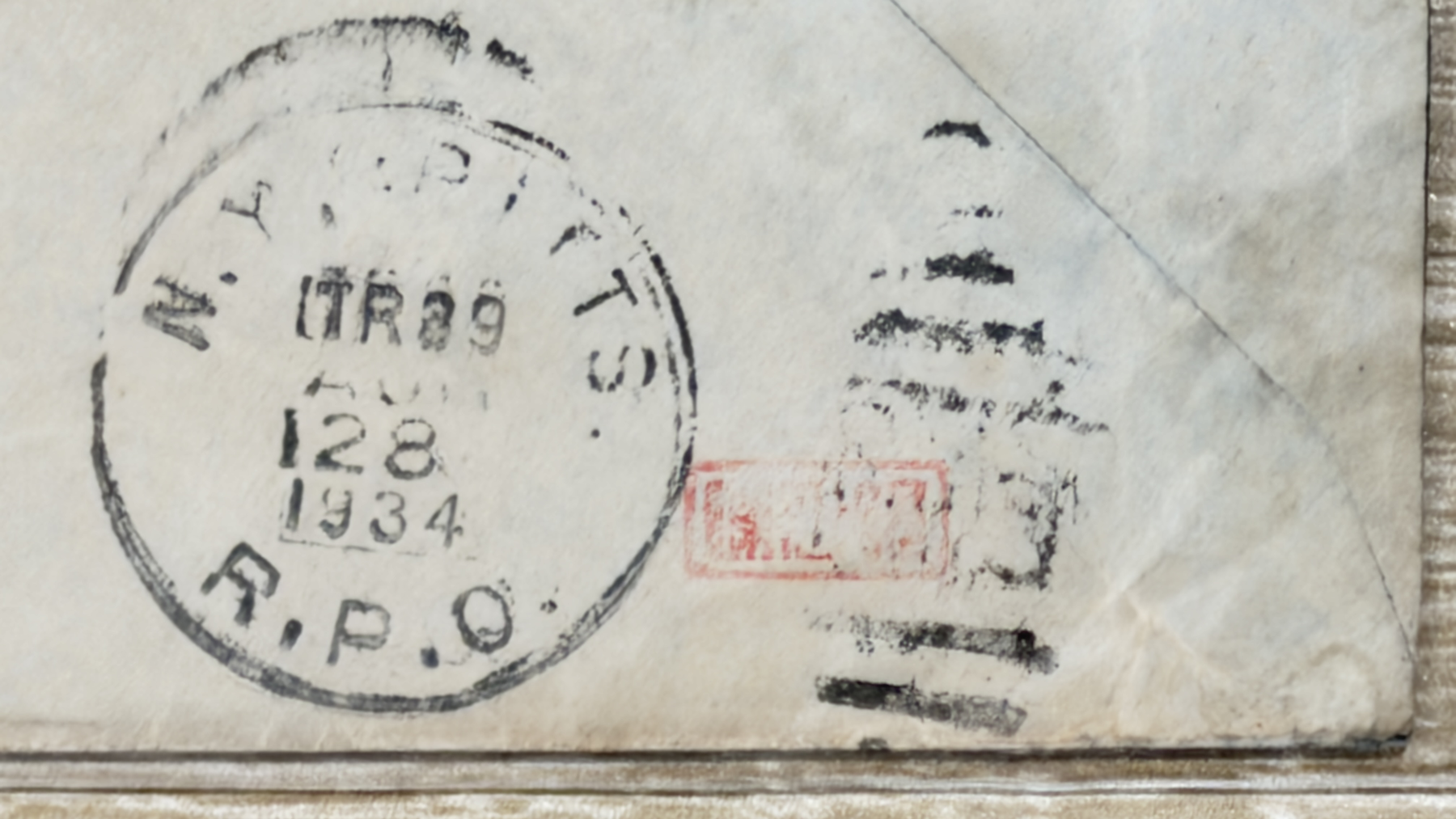 Detail of the New York and Chicago Railway Post Office backstamp